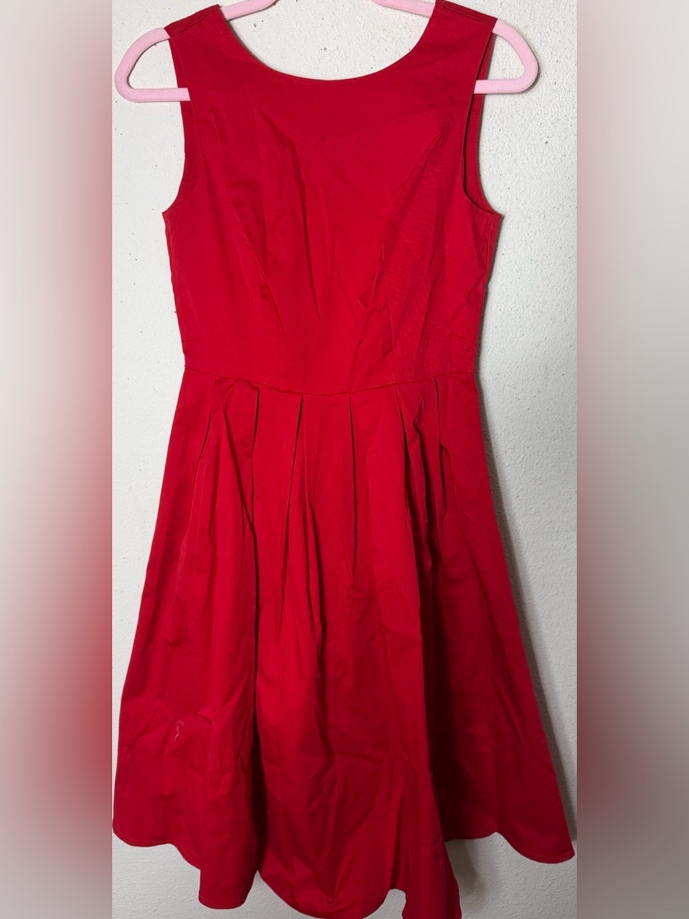 Luouse Womens Classic Red Sleeveless Fit-and-Flare Dress S